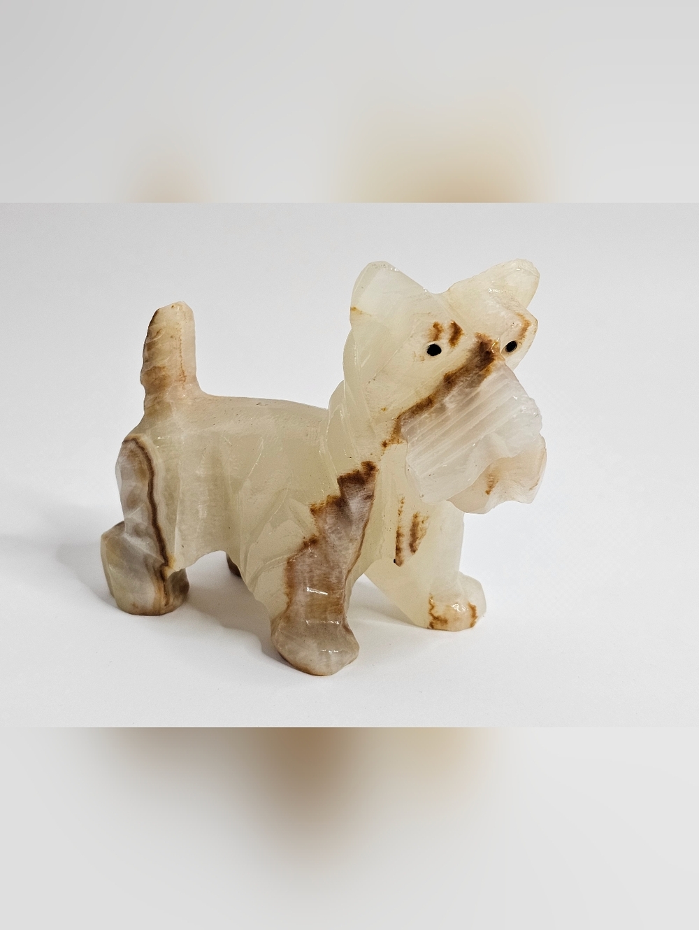 Vtg Hand-Carved Onyx Marble Scottish Terrier Scottie Dog Figurine Sculpture